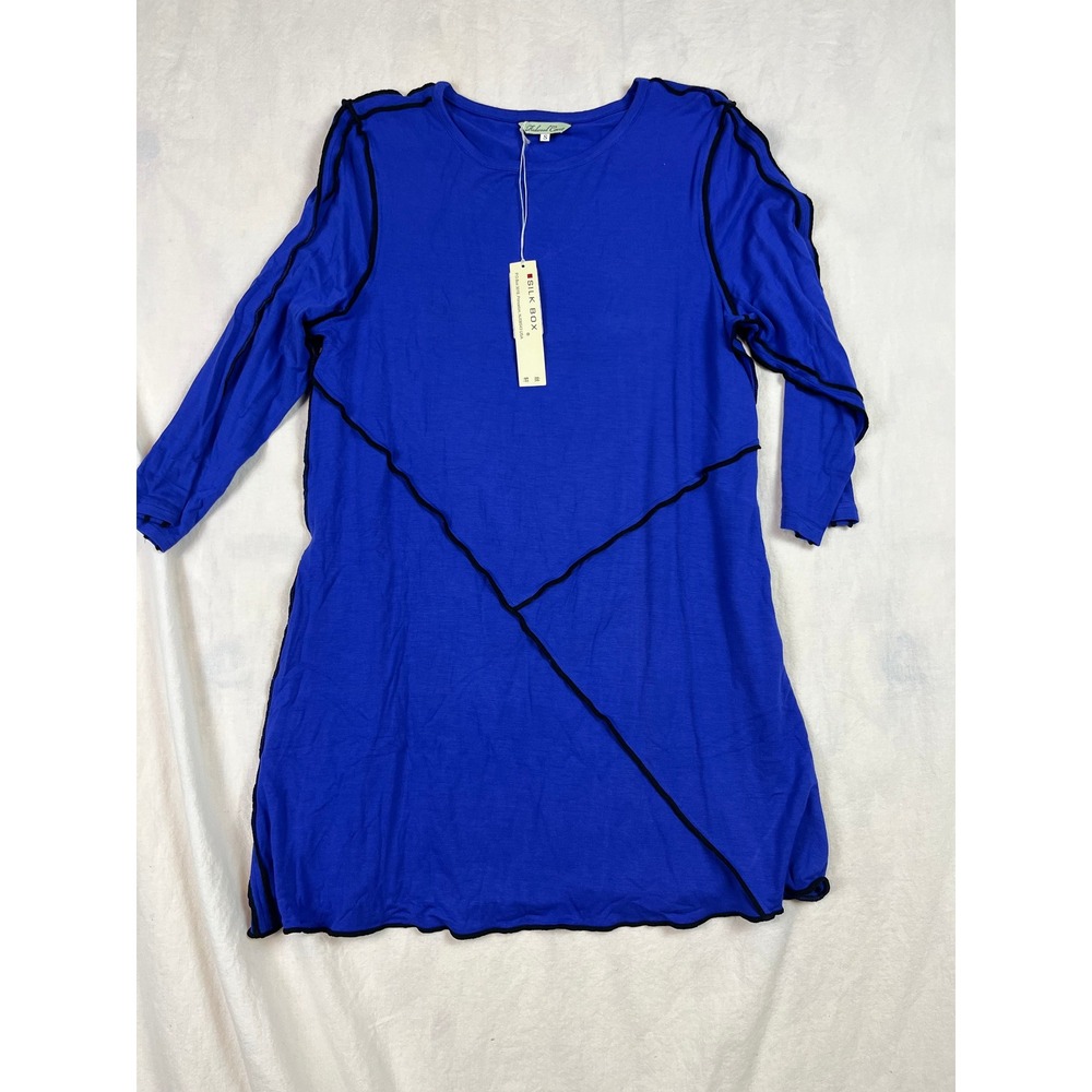 Redwood Court Royal Blue Black Seam Tunic Top‎ Womens Small Cotton Lycra NWT